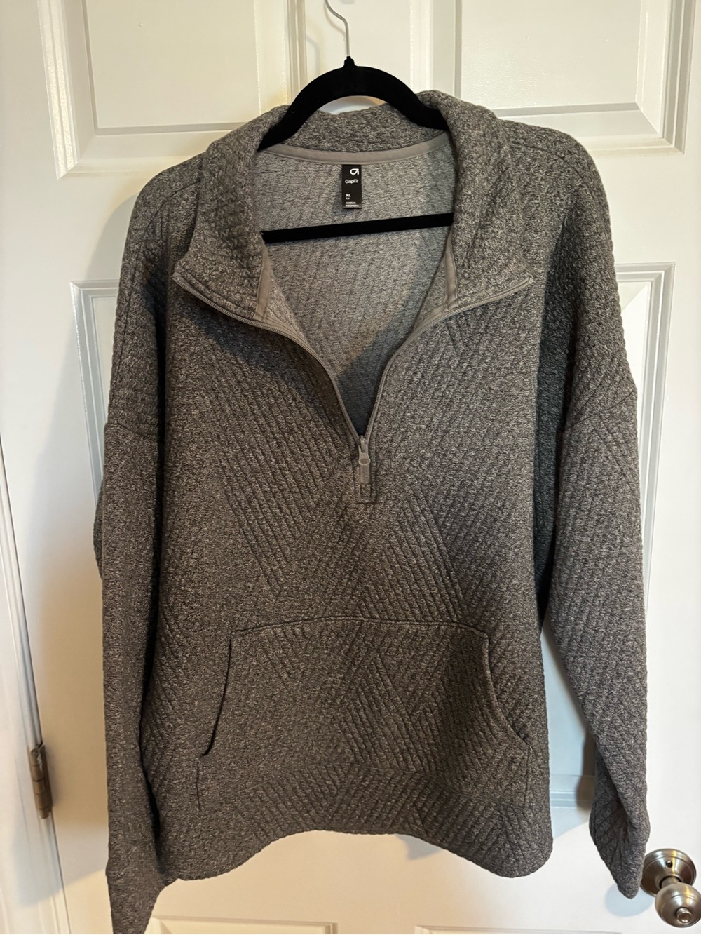 GAP Gray Quilted Half-Zip Pullover Sweater